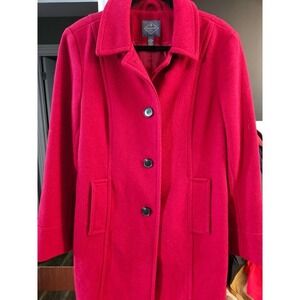 St Johns Bay Women's Red Wool Blend Button Up Coat Size L